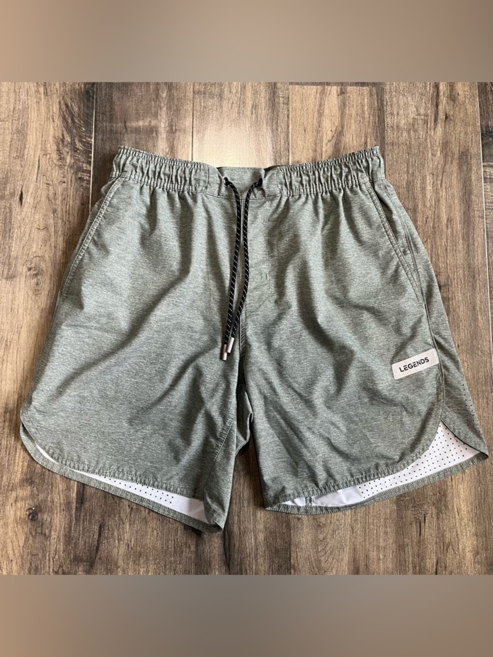 Legends Shorts Mens Medium Heathered Green Lined Drawstrings Performance